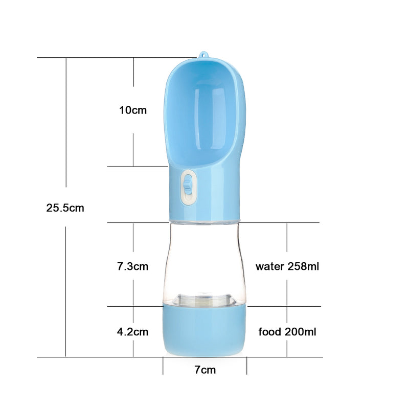 Botella portátil de agua y comida para mascotas